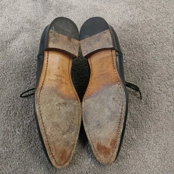 Russell & Bromley Mens UK 7 Shoes Cap Toe Oxford Lace Up Black Leather Hand Made - Picture 4 of 11